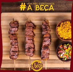 Variedade de espetinhos de carne, frango, linguiça, legumes e mistos, chope e ambiente amplo e descontraído.