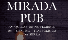 Com uma decoração intimista e um palco cheio de rock, o Mirada Pub vem para somar na cena dos bares de Itapecerica da Serra. Cerveja gelada, música boa e comidinhas incríveis criam o espaço ideal para conectar pessoas e boas histórias!