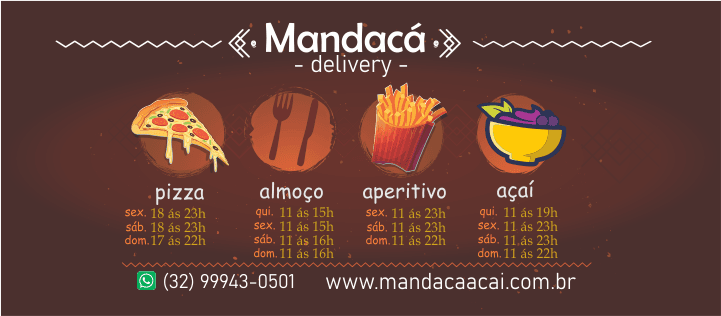 O Mandacá é um espaço cultural e gastronômico localizado na na avenida dos artesanatos em Resende Costa-MG Com um espaço amplo e aconchegante, oferecemos diversos serviços: Pizza Artesanal, Restaurante à la Cart, Pub e o melhor Açaí das Vertentes