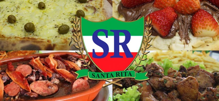 Restaurante com forno à lenha serve pizzas de diversos sabores em mesas ou para entrega.