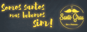 Espaço para encontrar com os amigos, paquerar e distrair e muitas bebidas geladas. Santo Grau! Porque somos santos, mas bebemos sim!