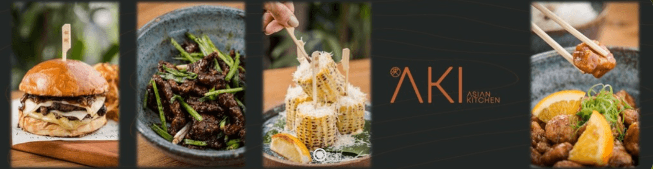 Hambúrgueres, lanches, saladas e massas com um toque asiático servidos em um restaurante contemporâneo
